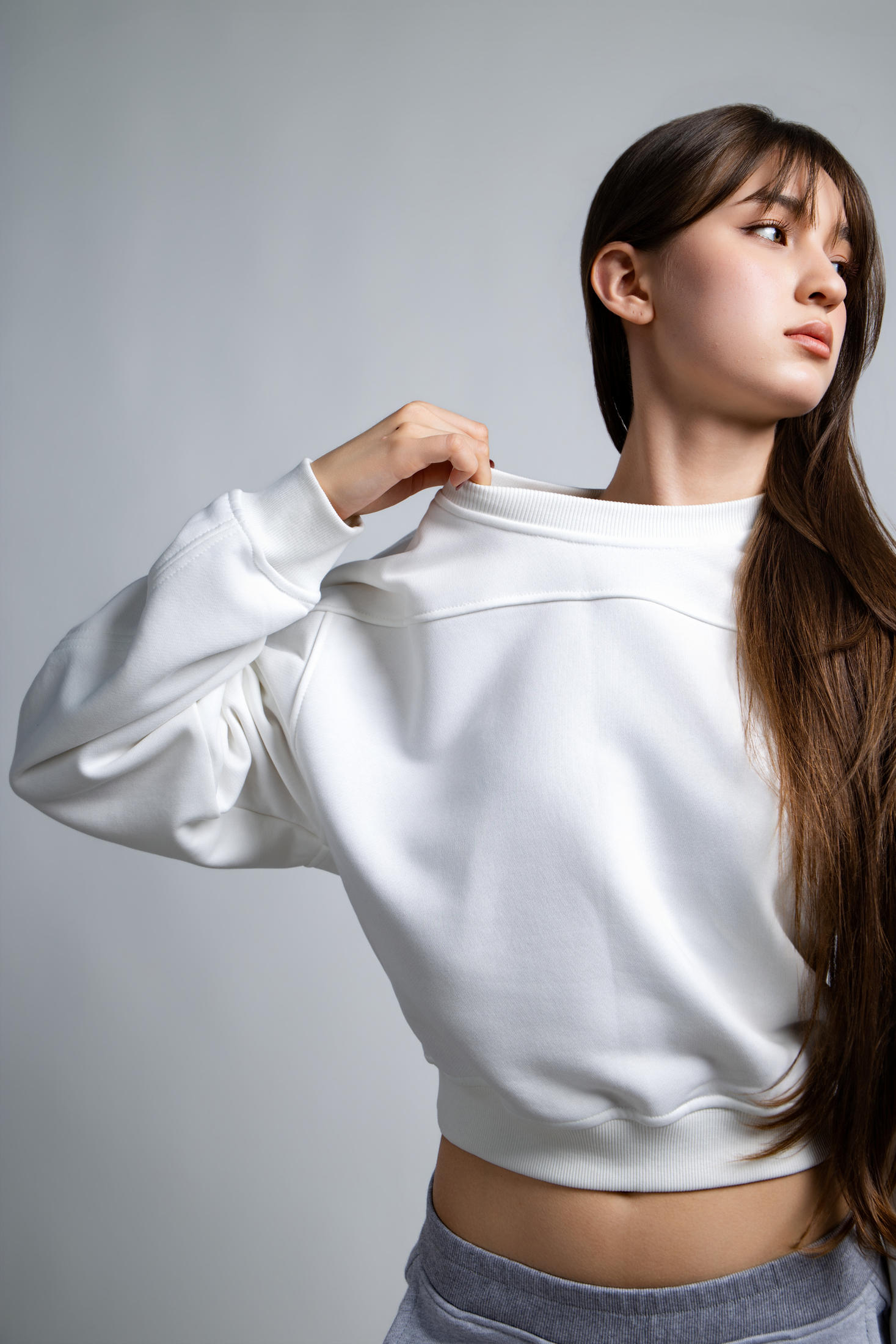 NAMEVI Свитшот приталенный, цвет Белый, вид 7